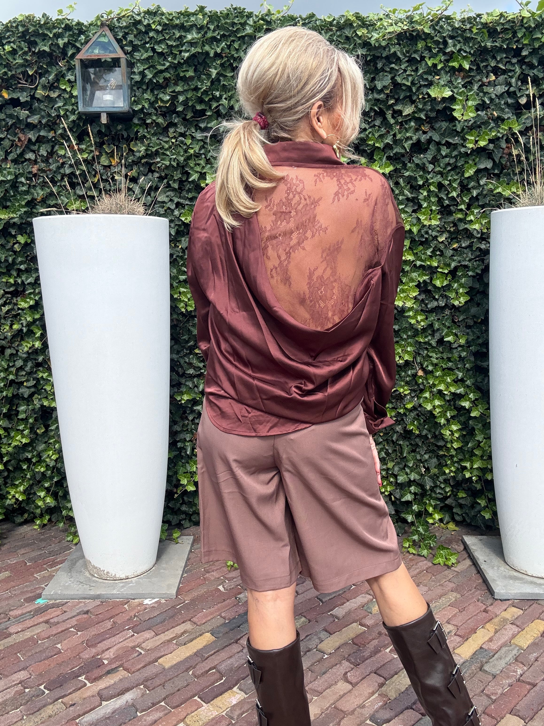 Blouse waterval Lace Bruin/ Burgundy